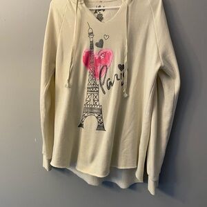 Cream Eiffel Tower Graphic Hoodie